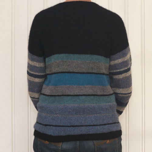V-neck example in wool with positive ease and waist-hip shaping